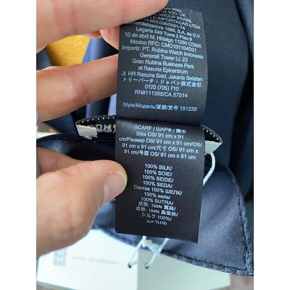 Tory Burch Reva Leopard Double Sided Silk Square Scarf Tory Navy Blue Reversible - Picture 5 of 11